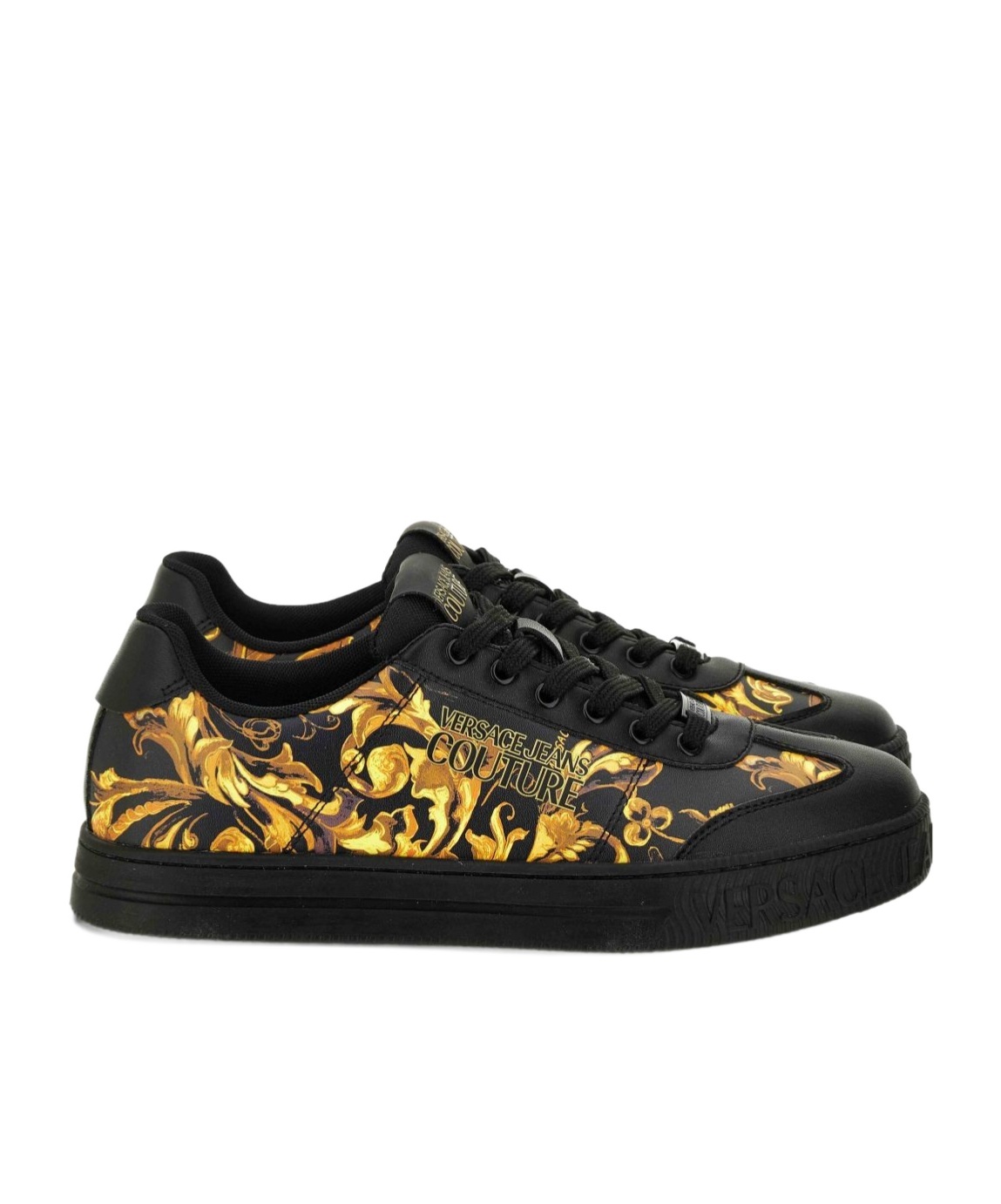 Versace Jeans Baroque-print Sneakers In Black