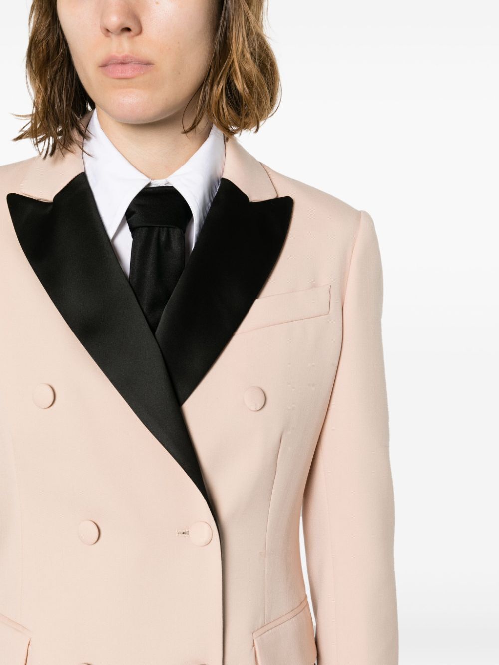 Shop P.a.r.o.s.h Contrasting-lapels Virgin Wool Blazer In Pink