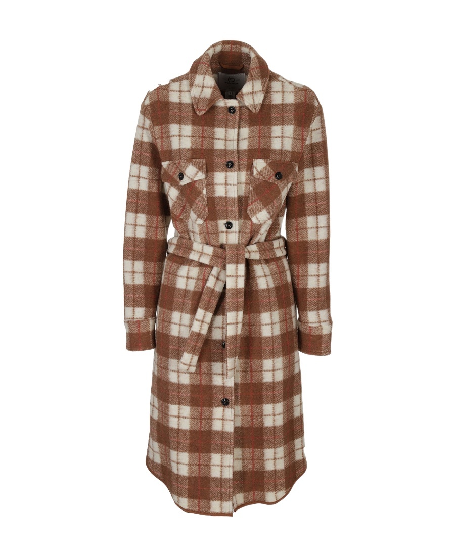 Woolrich Checked Coat In Brown