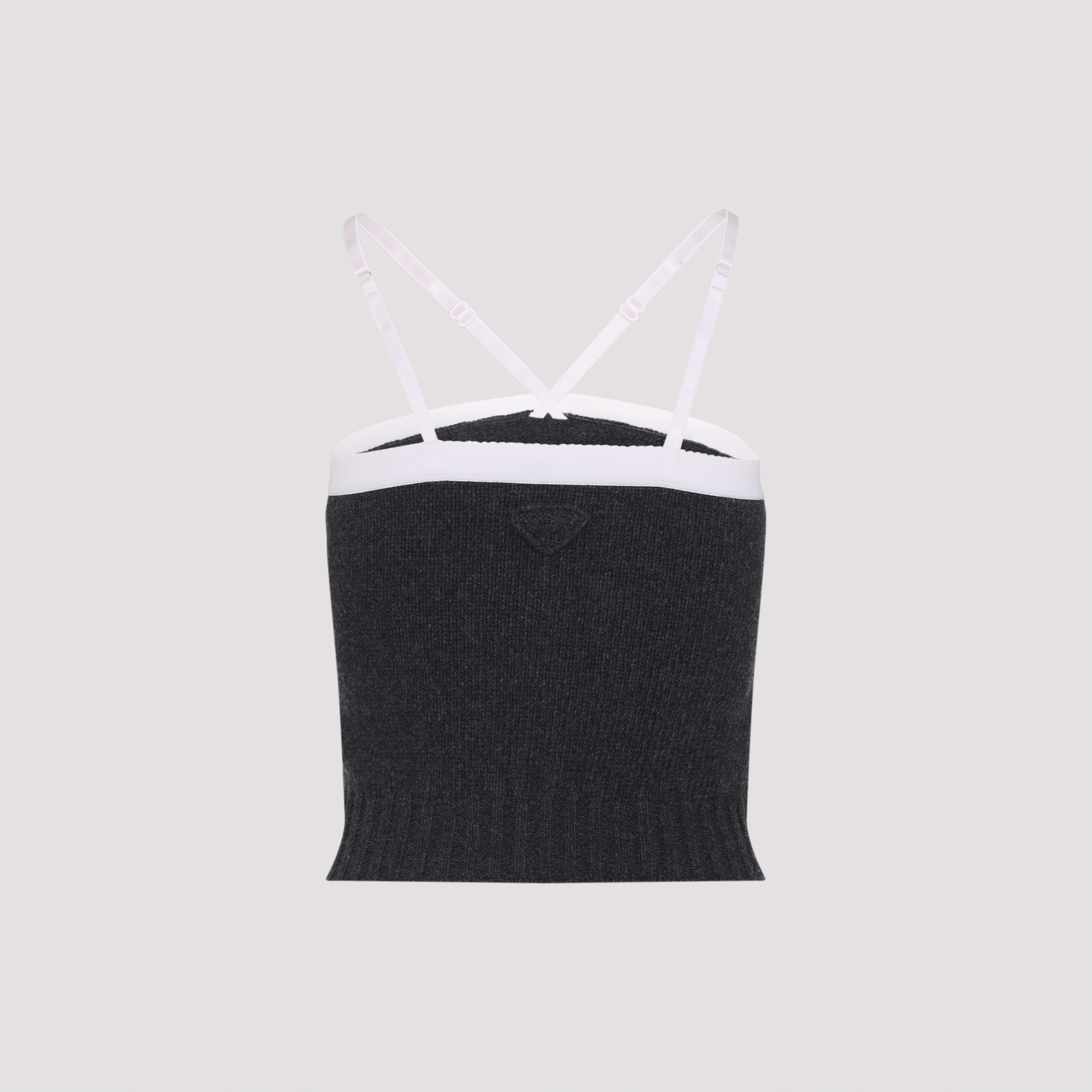 Prada Knitwear With Adjustable Straps And Contrast Trim In Black