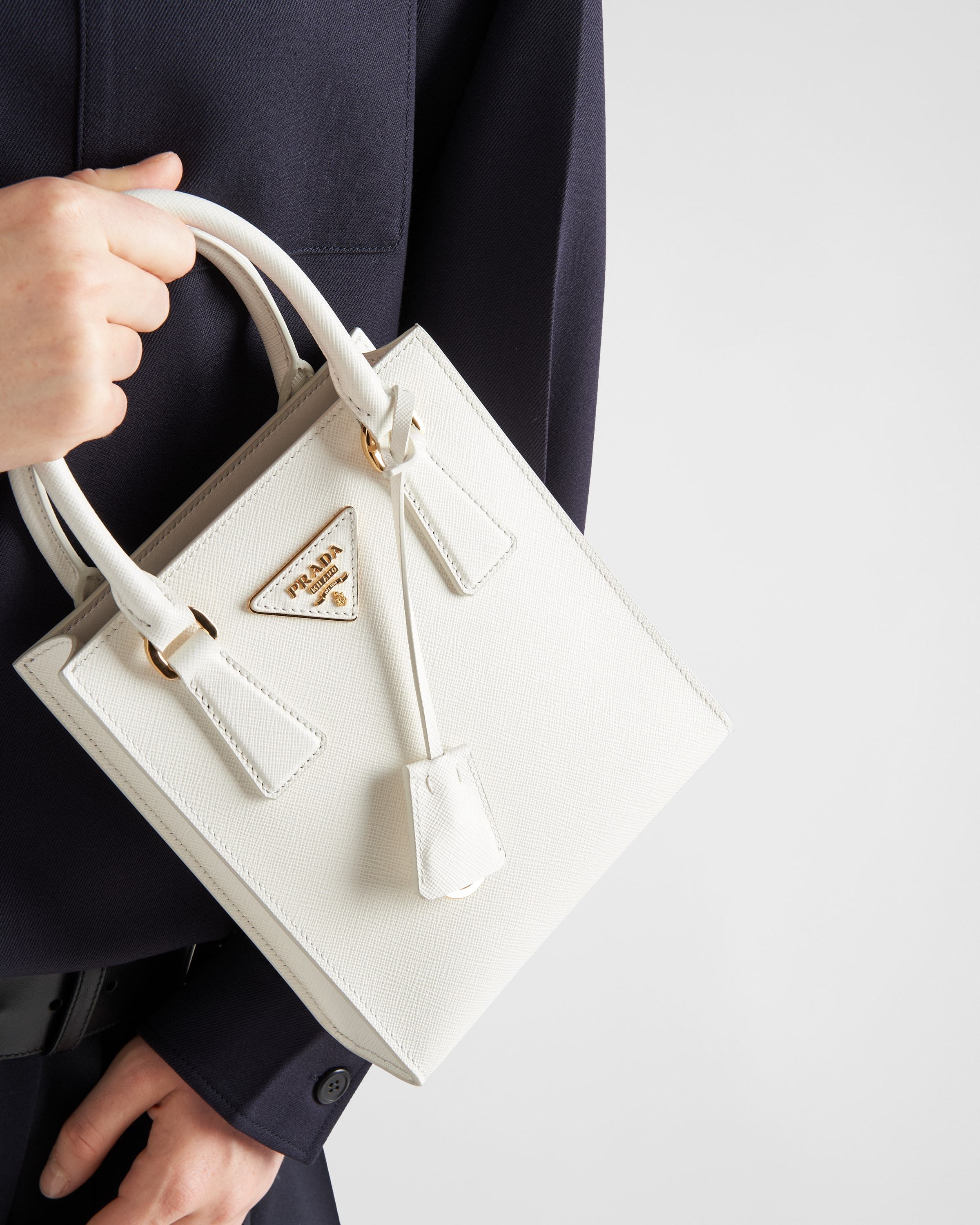 Prada Saffiano Leather Handbag In White