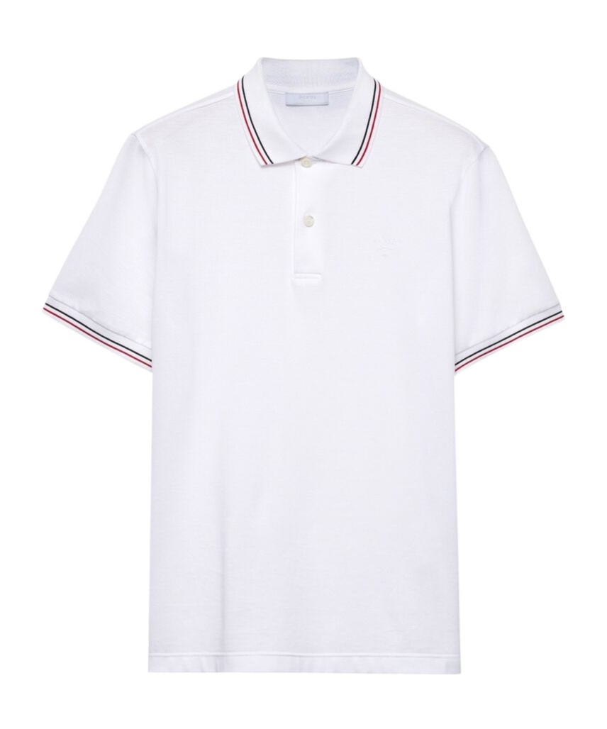 Prada Piqué Polo Shirt In White