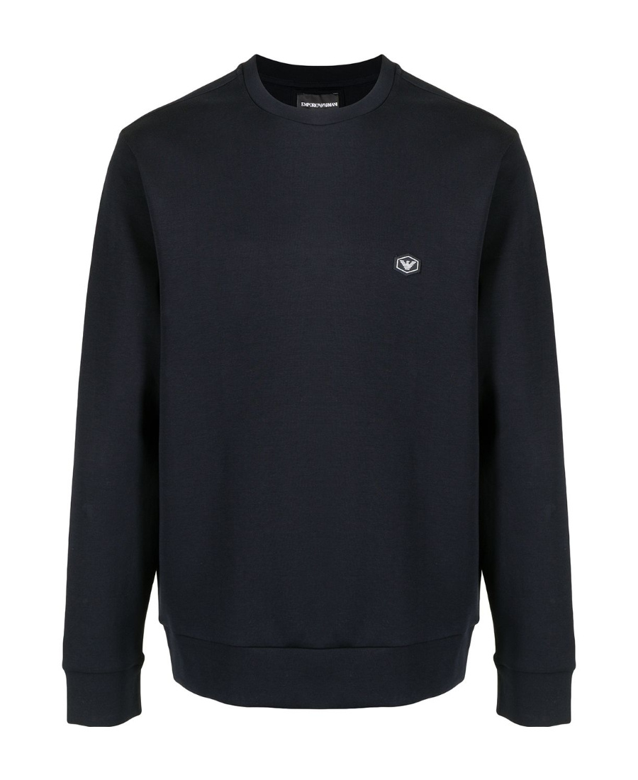 Emporio Armani Double Jersey Fabric Crew Neck Sweatshirt In Black