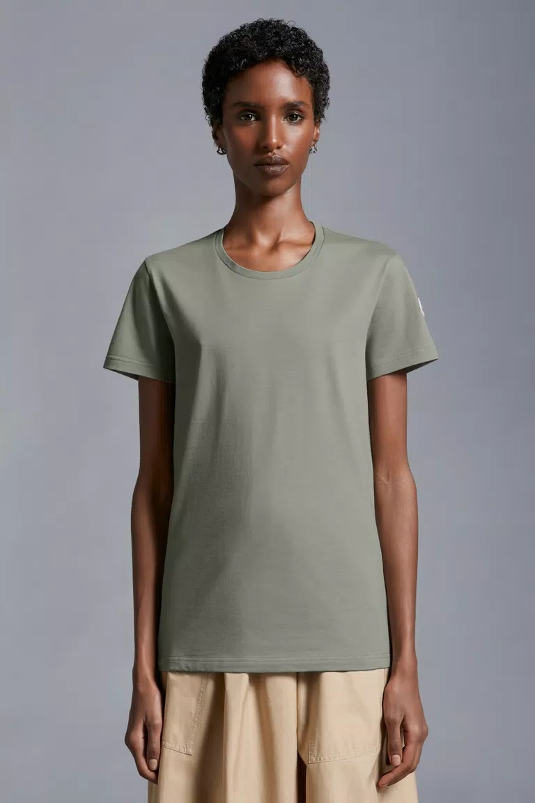 Moncler Logo-patch Cotton T-shirt In Brown