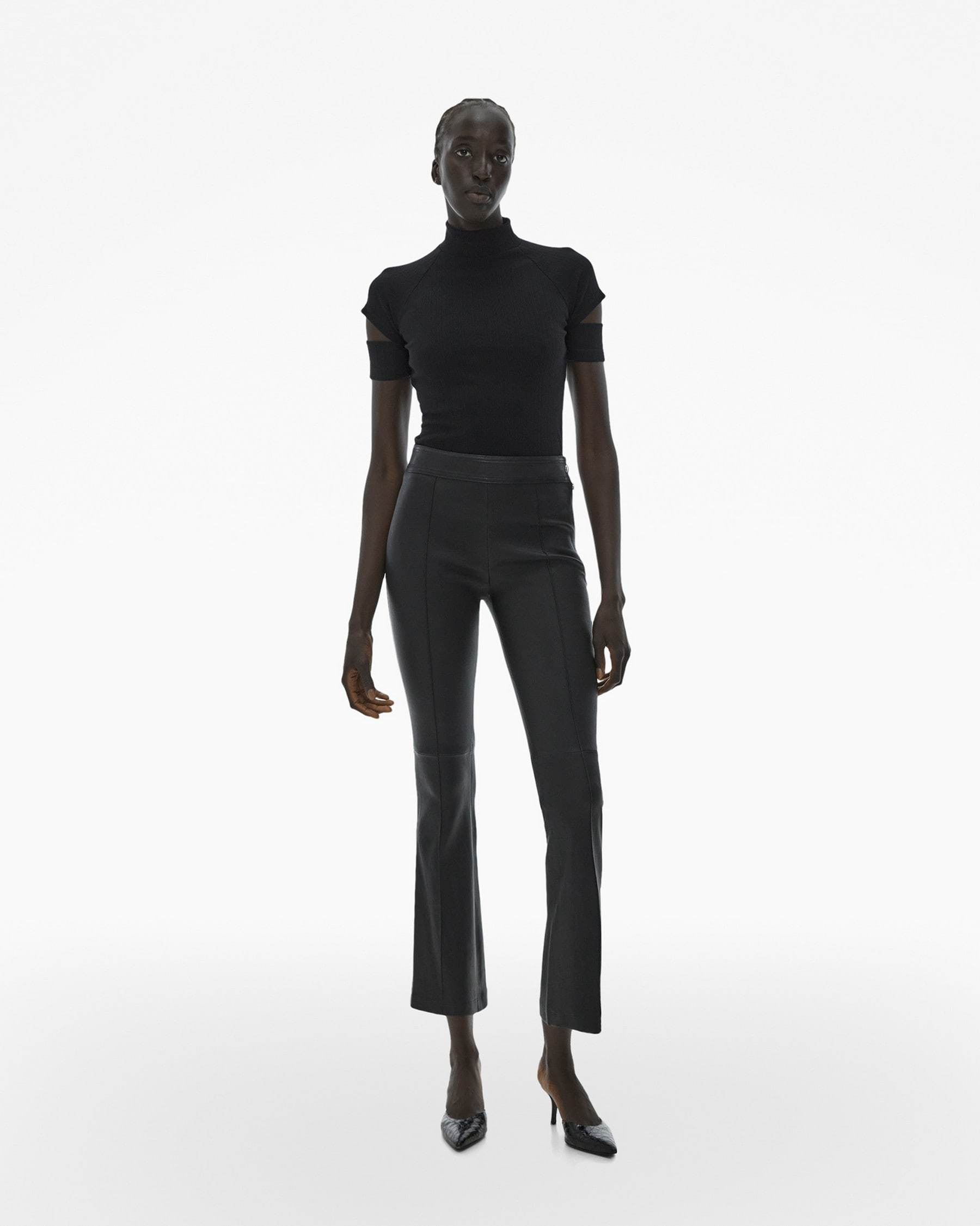 Helmut Lang Vent Wool Blend Bootcut Pants In Black