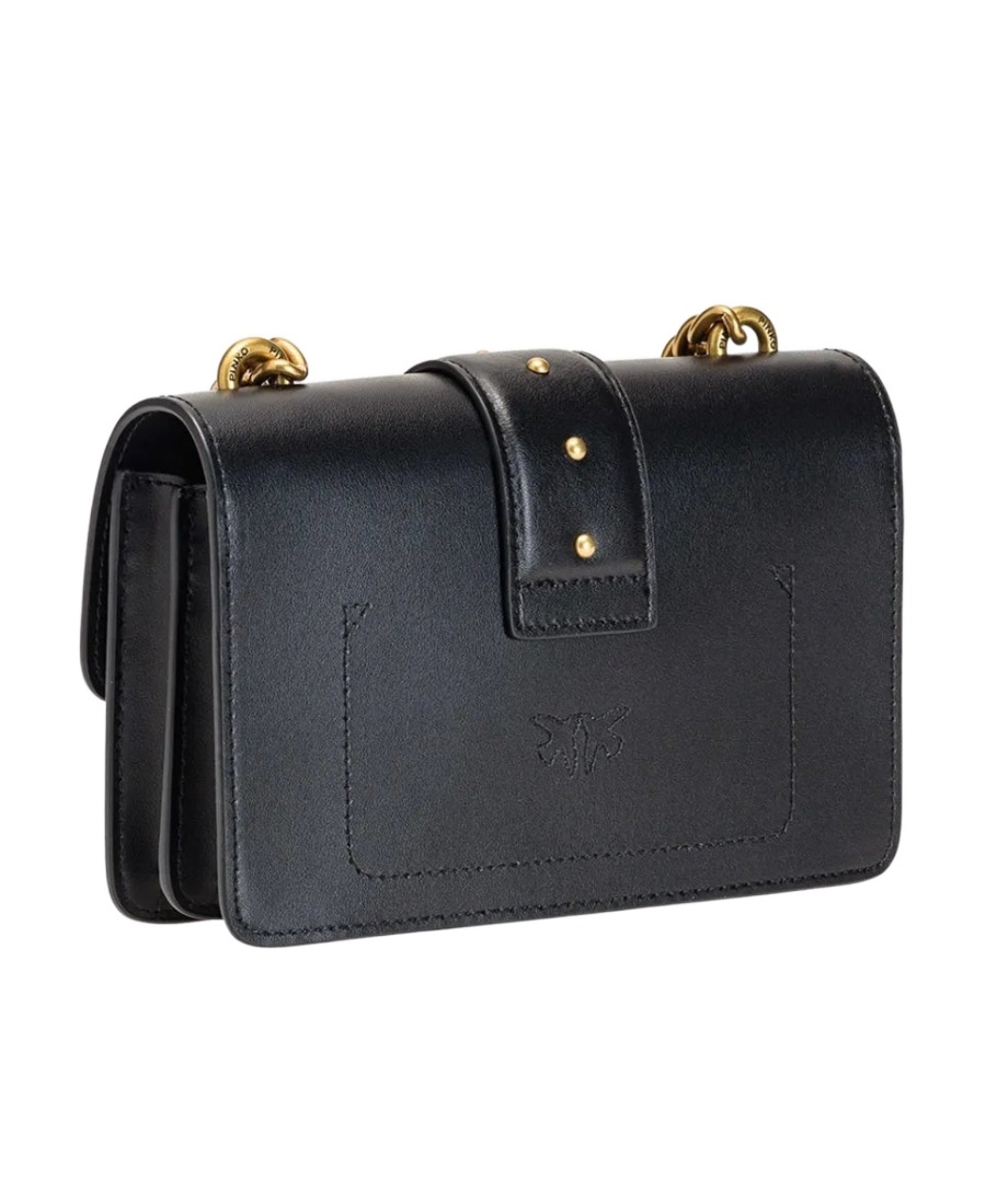 Shop Pinko Love Leather Crossbody Bag In Black