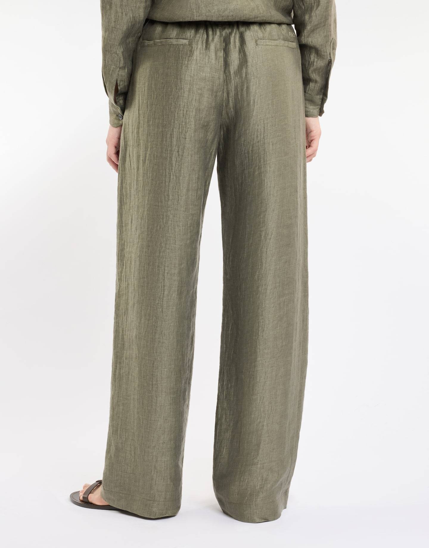 Fay Trousers In Wrinkled Linen In Green