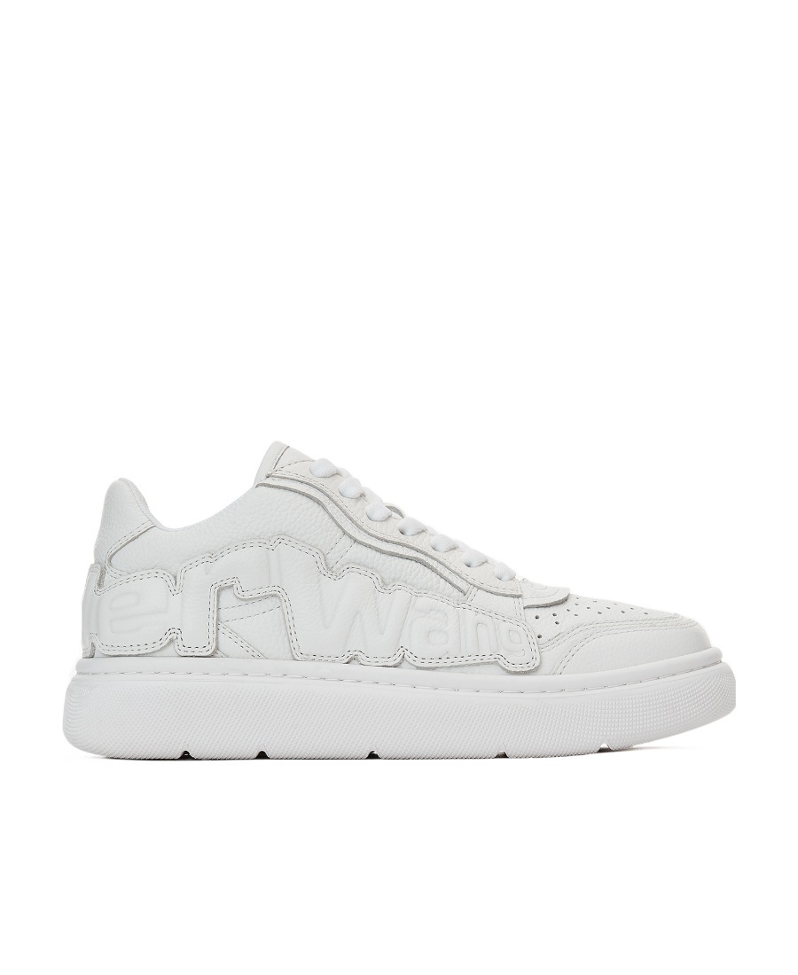 Alexander Wang Logo-embossed Leather Sneakers In White