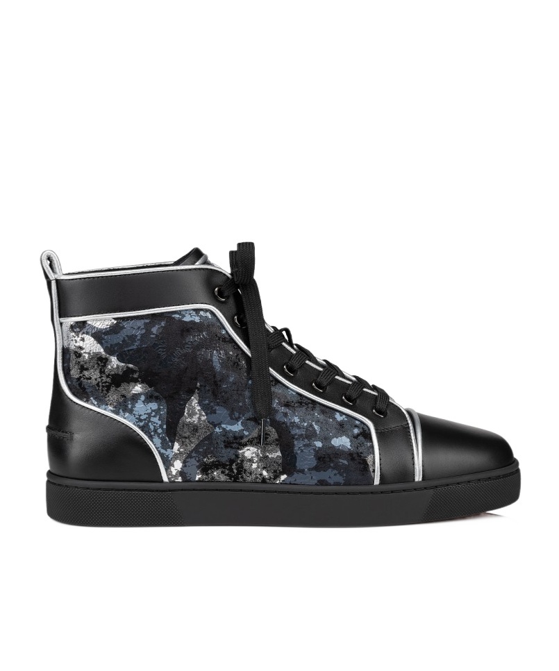 Christian Louboutin Graphic-print Leather Boots In Black