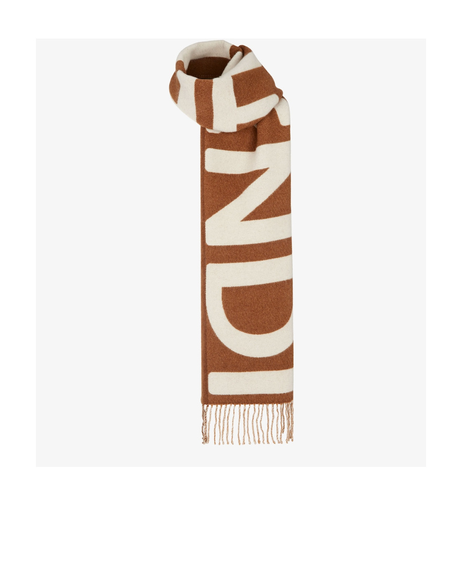 Fendi Jacquard Wool Scarf In Brown