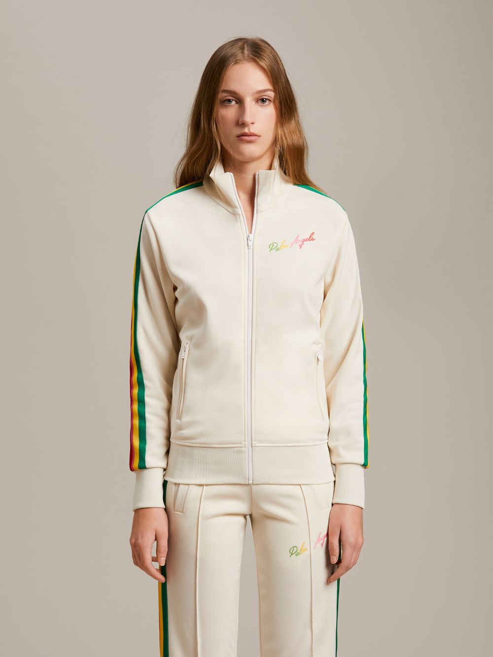 Palm Angels Miami Side-stripe Track Jacket In White
