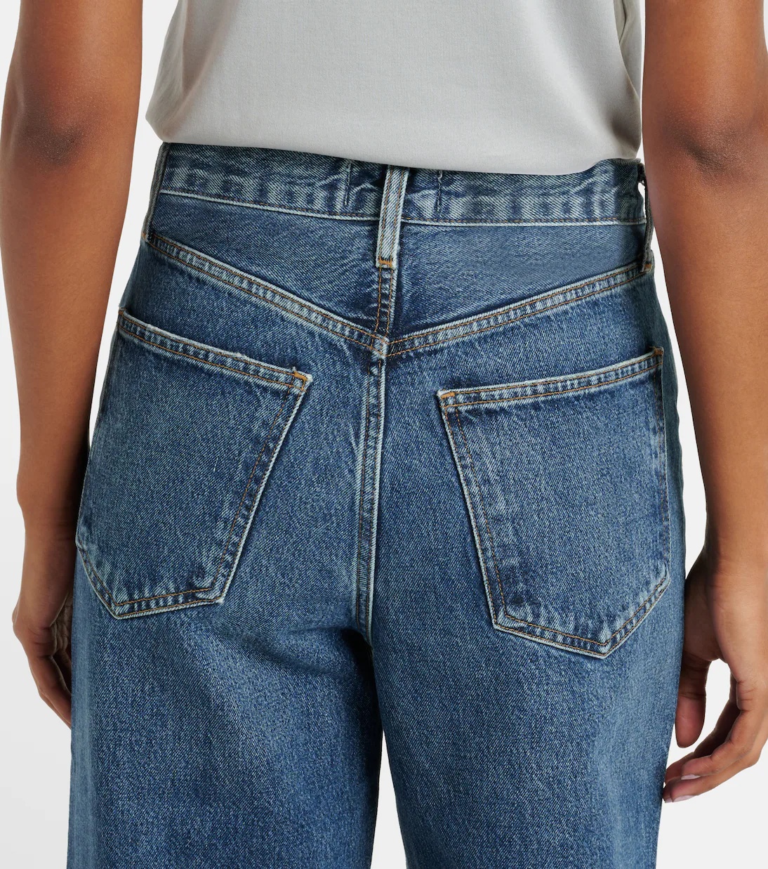 Agolde Dame High-rise Wide-leg Denim Trousers In Metallic