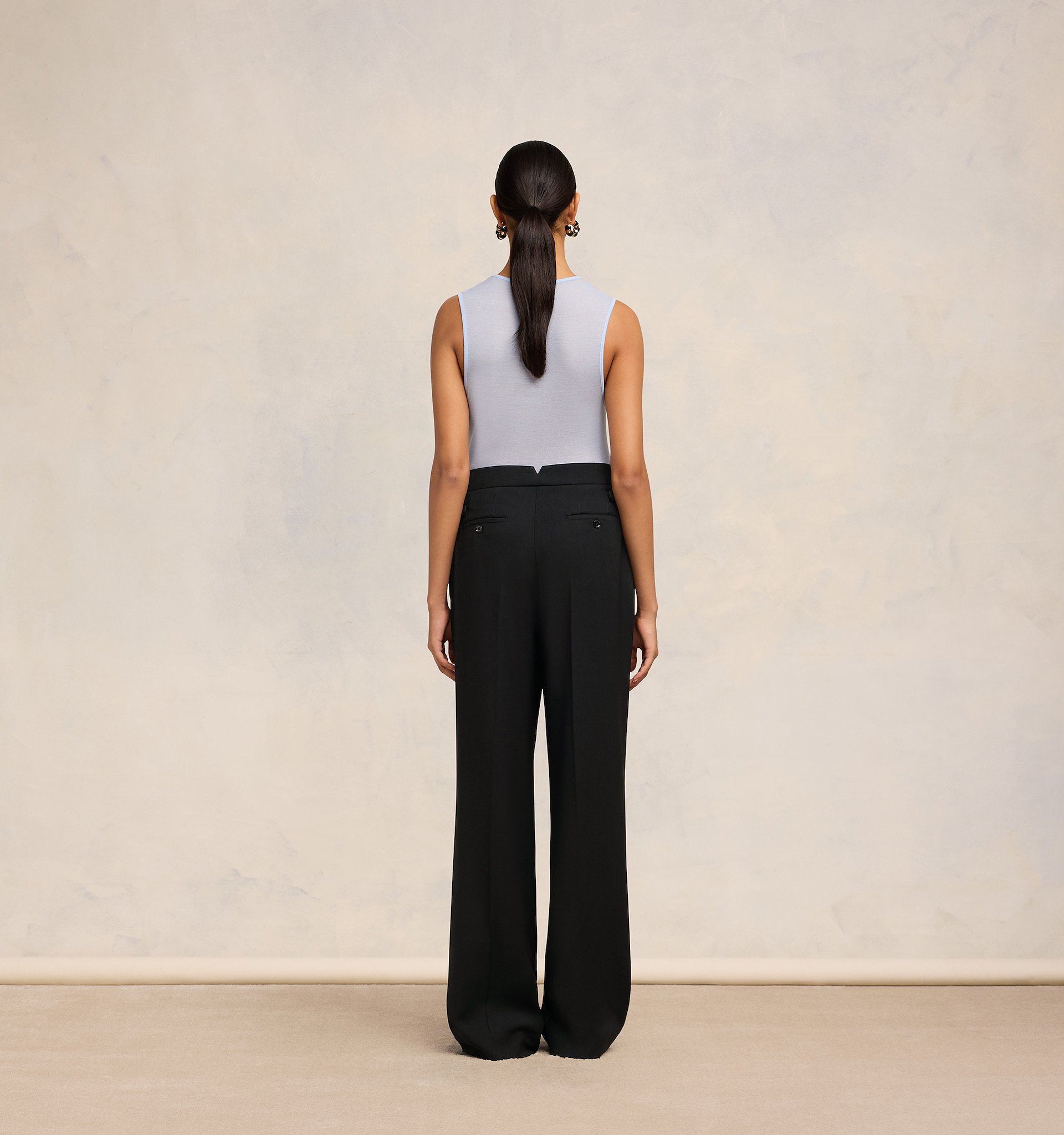 AMI ALEXANDRE MATTIUSSI AMI PARIS HIGH WAIST STRAIGHT LEG PANTS