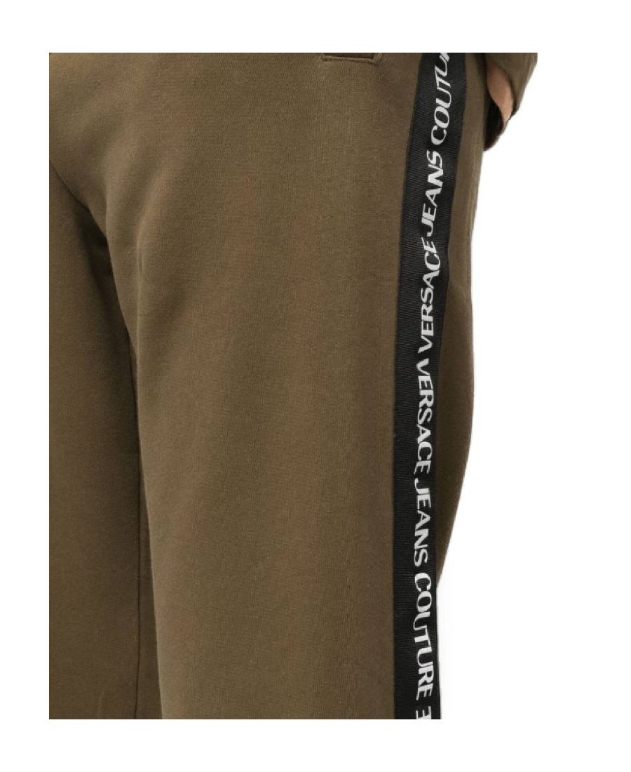 Versace Jeans Logo-tape Detail Cotton Track Pants In Green