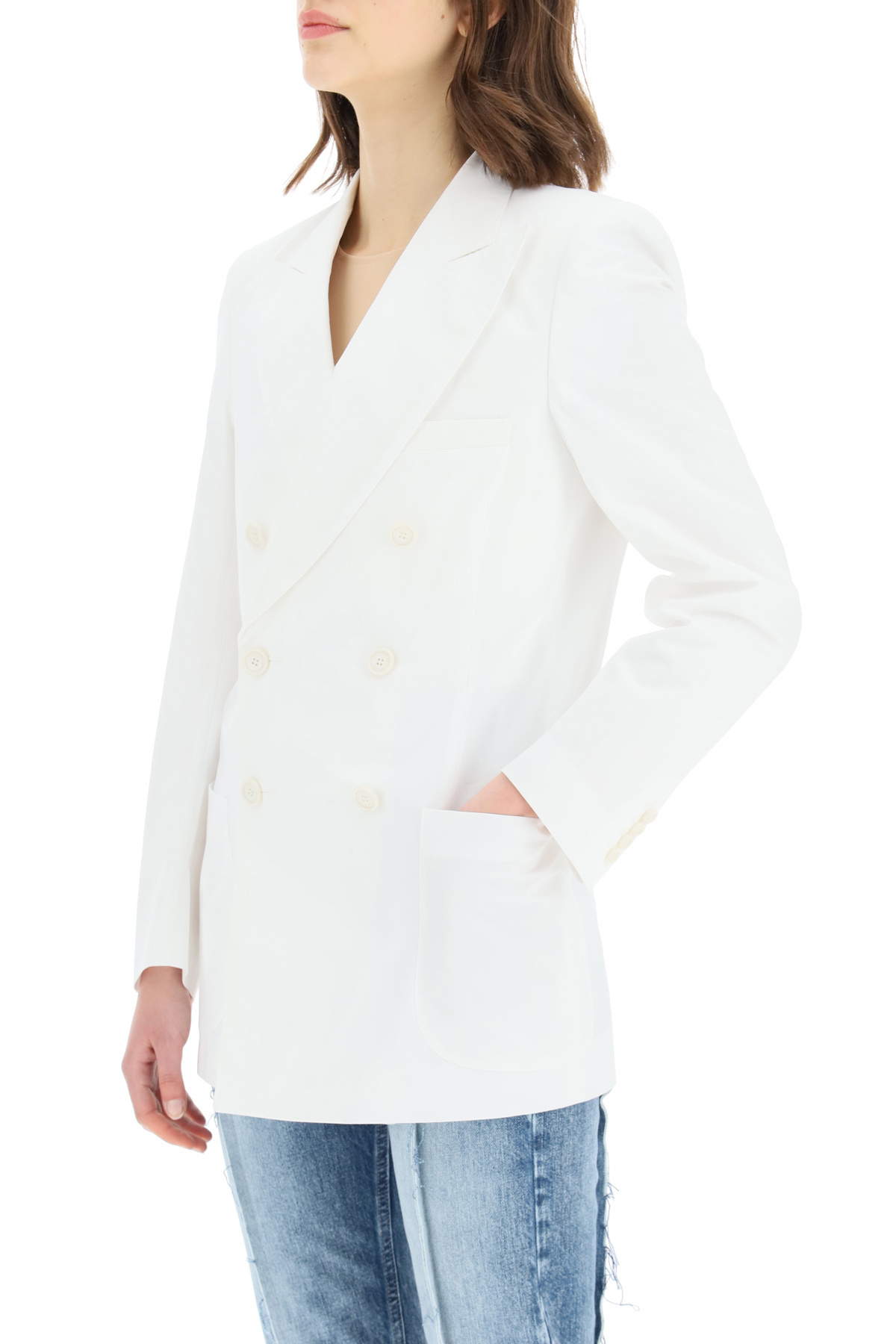 Maison Margiela Double-breasted Tailored Blazer In White