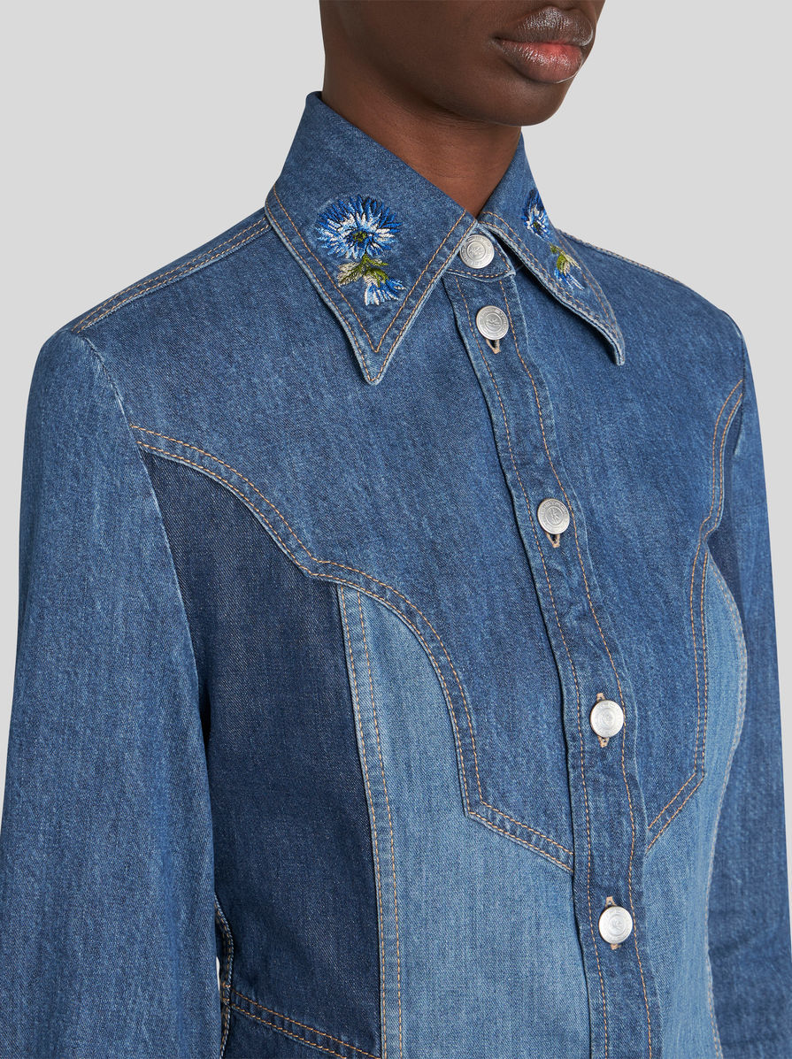 Etro Blue Cotton Shirt In Blue