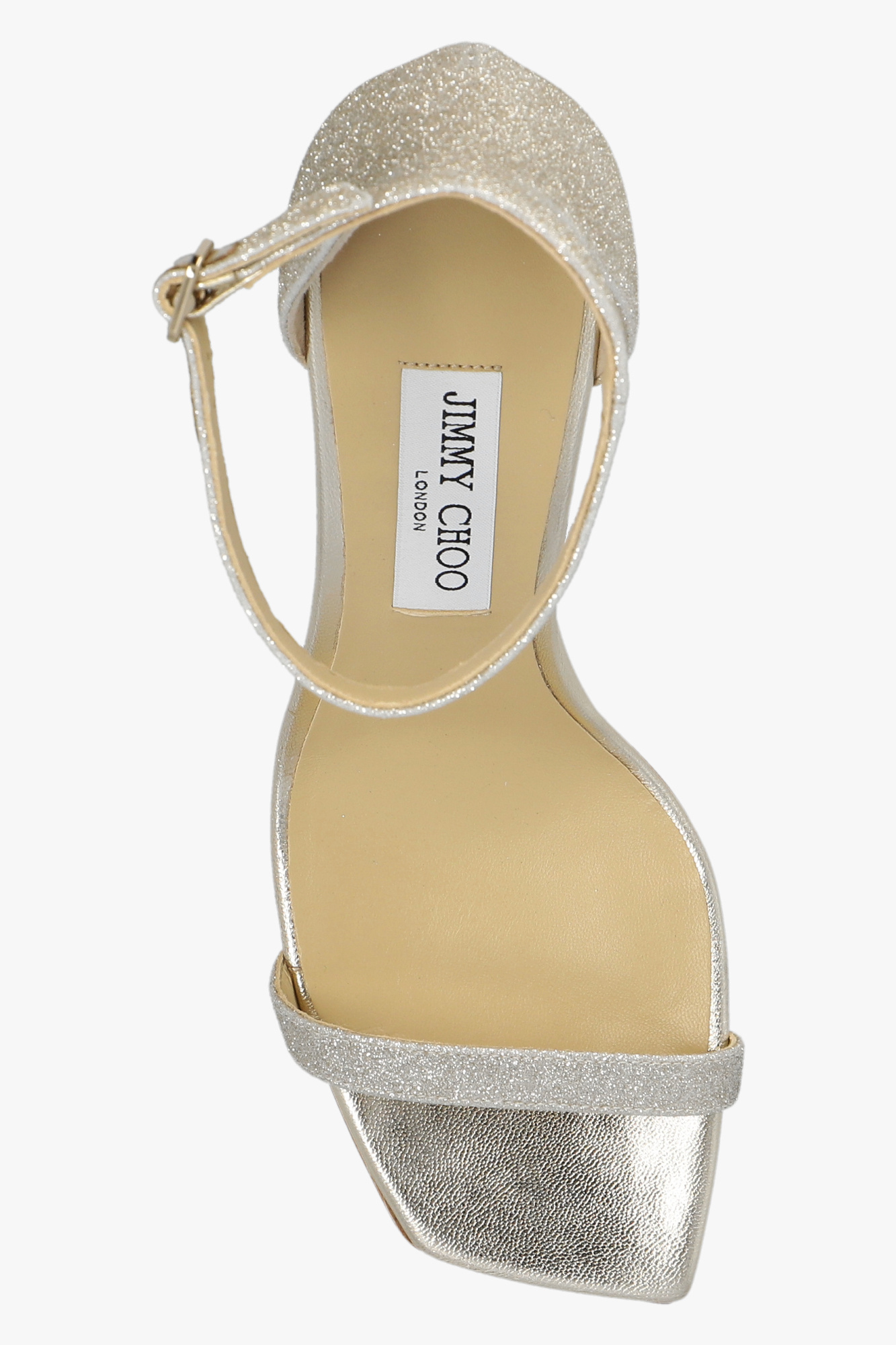 Jimmy Choo Platinum Ice Alva 85 Glitter Sandals In Nude