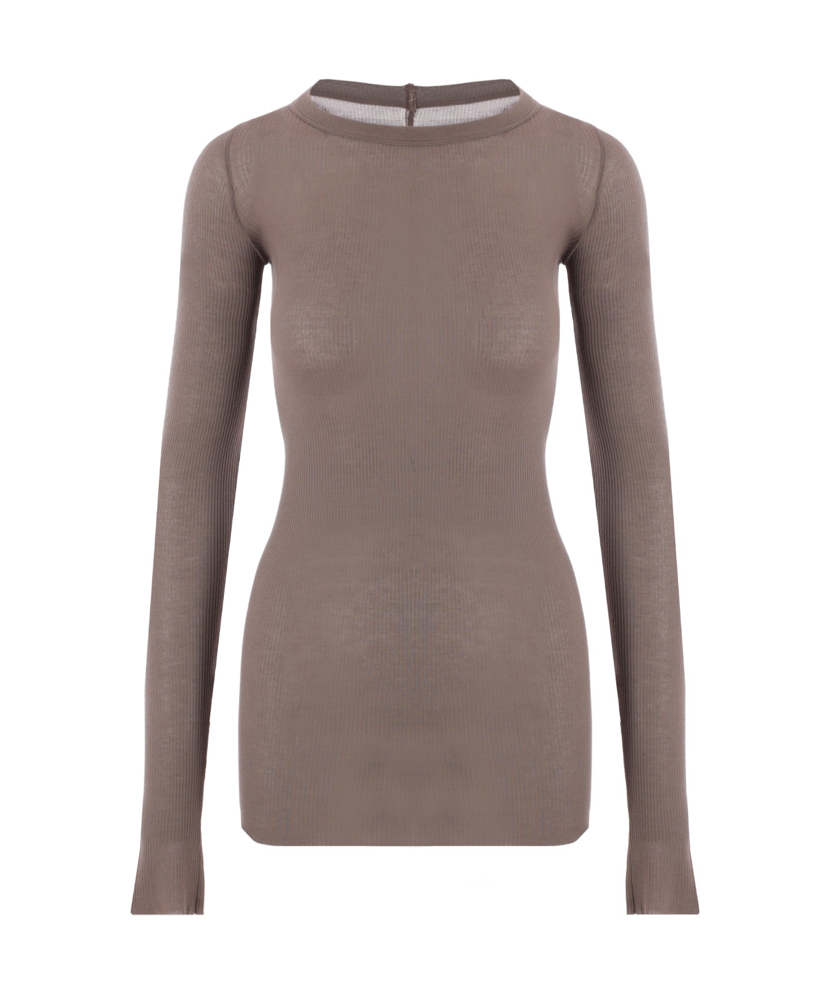 Rick Owens Long-sleeve Ribbed T-shirt In Gray