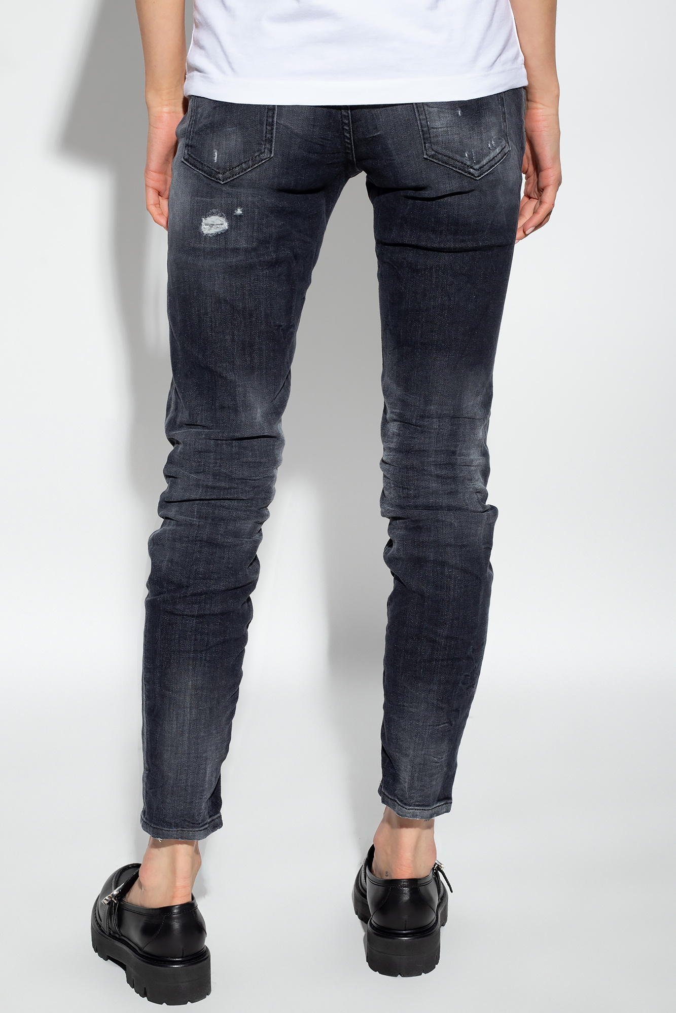 Dsquared2 Distressed-effect Low-rise Jeans In Black