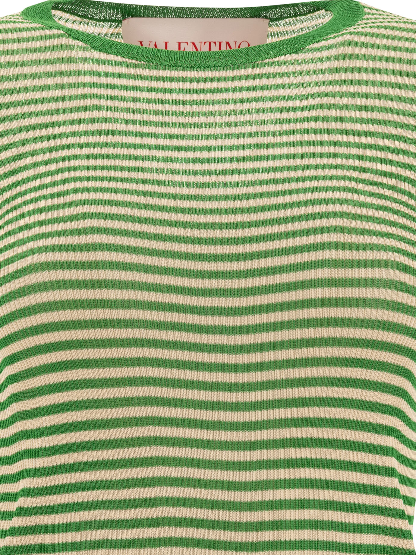 Shop Valentino Striped Sweater In Green