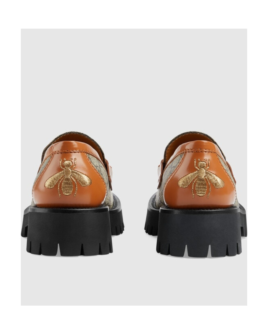 Gucci Horsebit-detail Monogram-pattern Loafers In Green