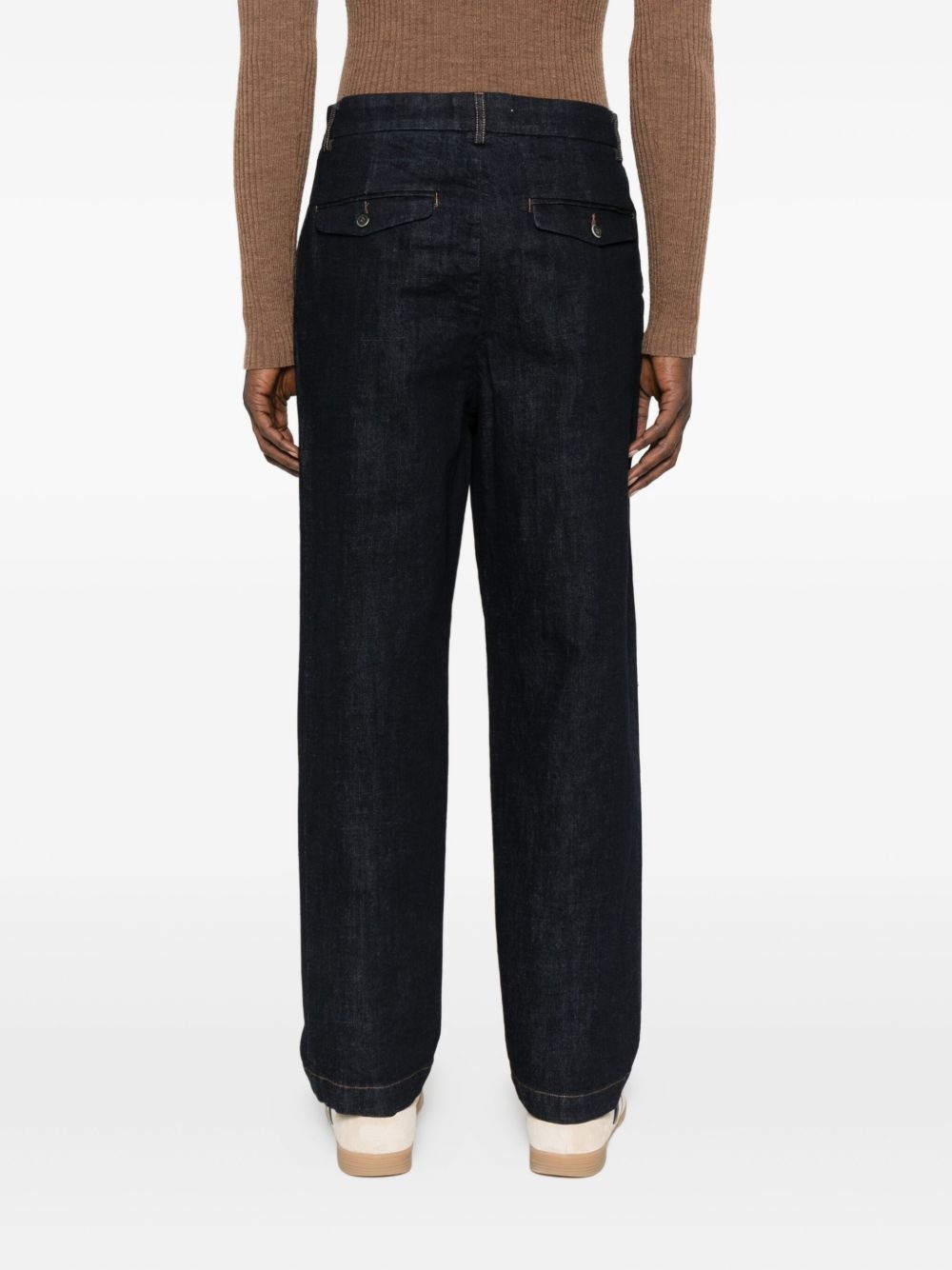 Barena Venezia Canasta Straight-leg Cotton-blend Trousers In Black