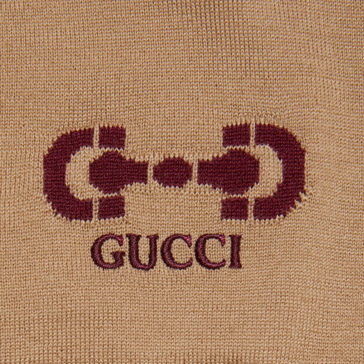 Gucci Embroidered-logo Wool Cardigan In Nude
