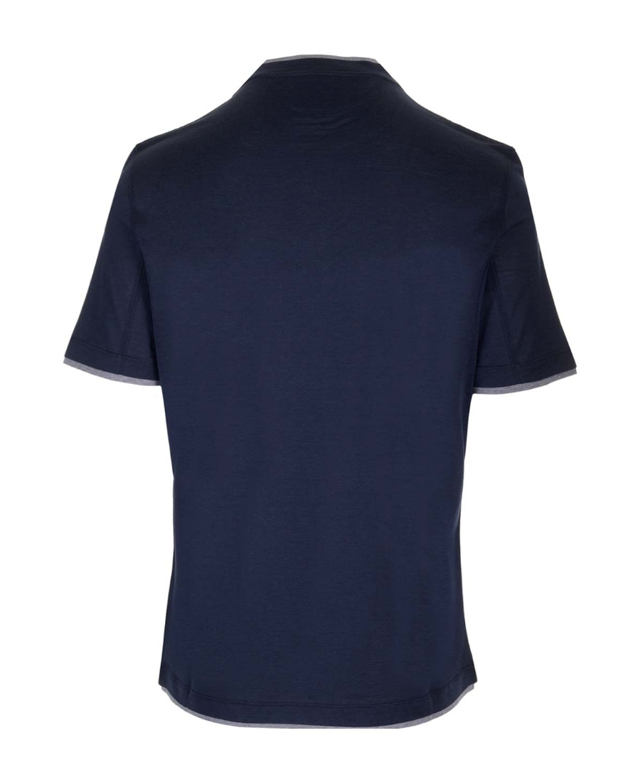 Brunello Cucinelli Double Layer Crewneck T-shirt In Blue