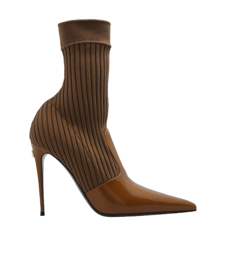 Dolce & Gabbana 105mm Pointed-toe Ankle Boots In Brown