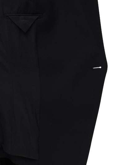 Balmain Black Double-breasted Jacket With Branded Buttons And Asymmetric Cut In Wool Woman