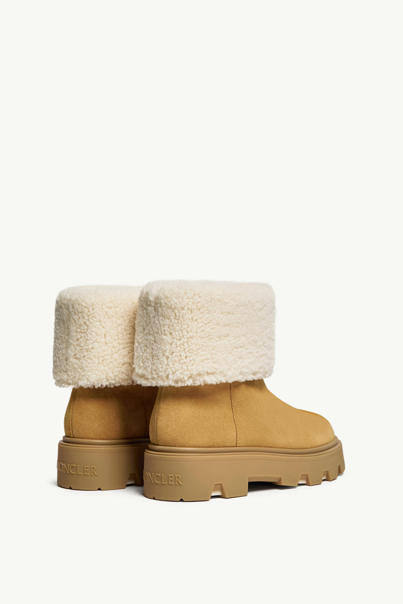 Moncler Petit Aurea Mid Suede Boots In Brown
