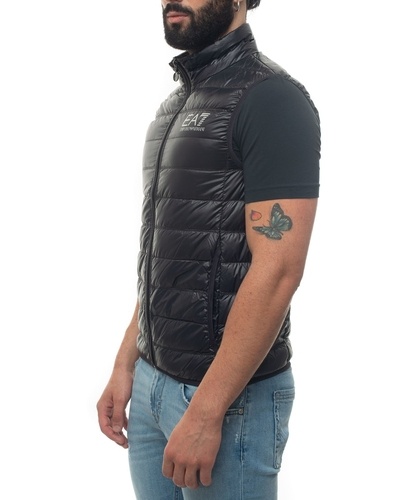 Ea7 Sleeveless Zip Up Jacket In Black