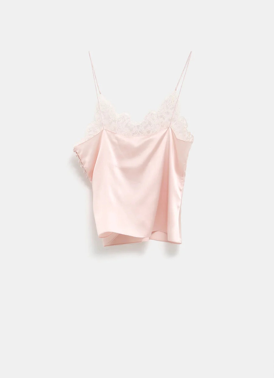 Chloé Lace Silk Top In Pink