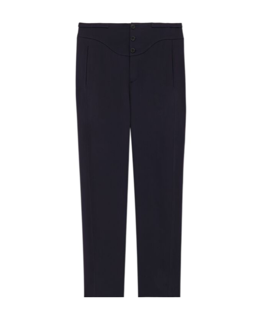 Saint Laurent Silk Tailored Trousers In Black