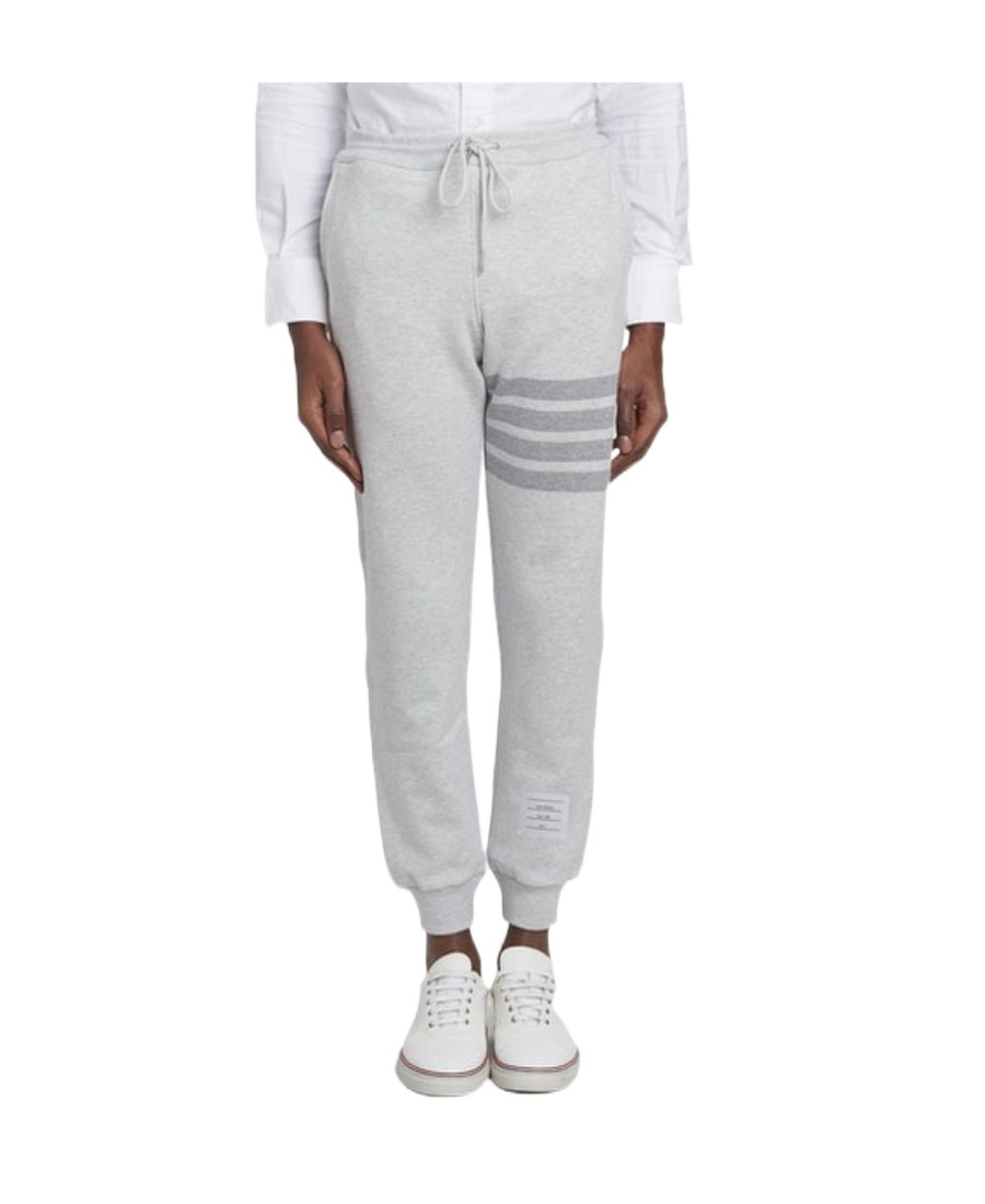 Thom Browne Grey Jersey Joggers With 4bar Detail In White