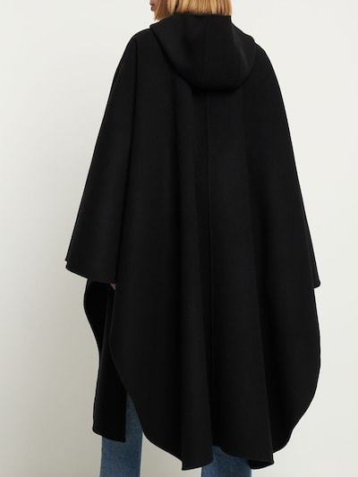 Chloé Hooded Cape Coat In Wool And Cashmere In Black