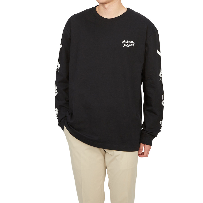 Maison Kitsuné Logo-print Crew-neck Sweatshirt In Black