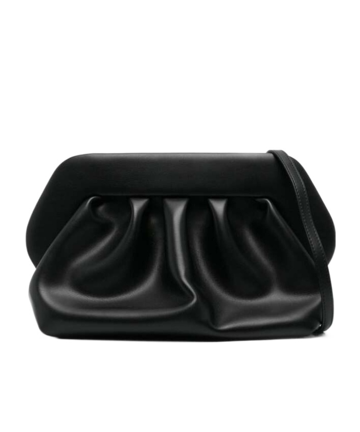 Themoirè Gathered Pleated Rectangular Clutch Bag In Black