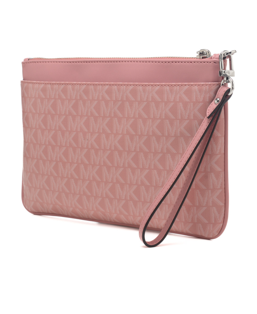 Michael Kors Jet Set Charm Logo-plaque Wristlet In Pink