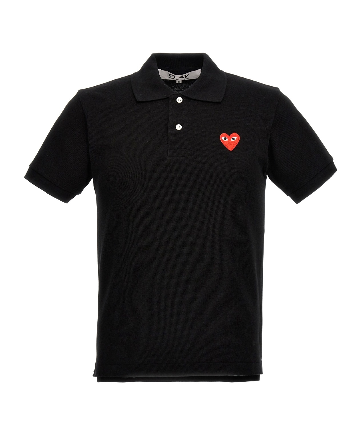 Comme Des Garçons Play Polo Shirt With Ribbed Collar And Straight Hem In Black