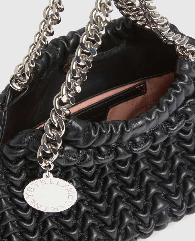 Stella Mccartney Falabella Popcorn Drawstring Crossbody Bag In Black