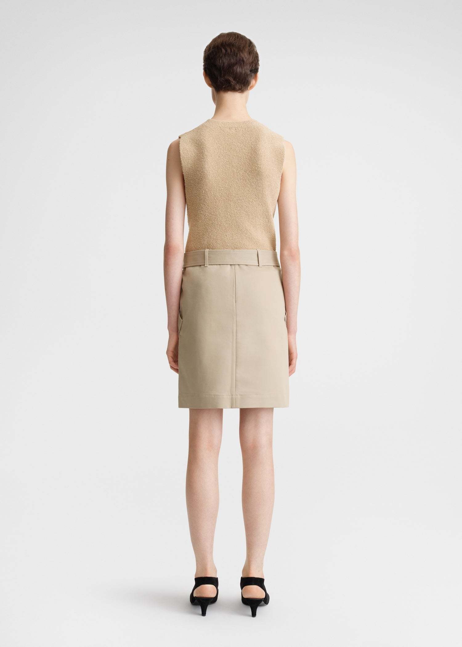 Totême Front-slit Belted Skirt In Nude