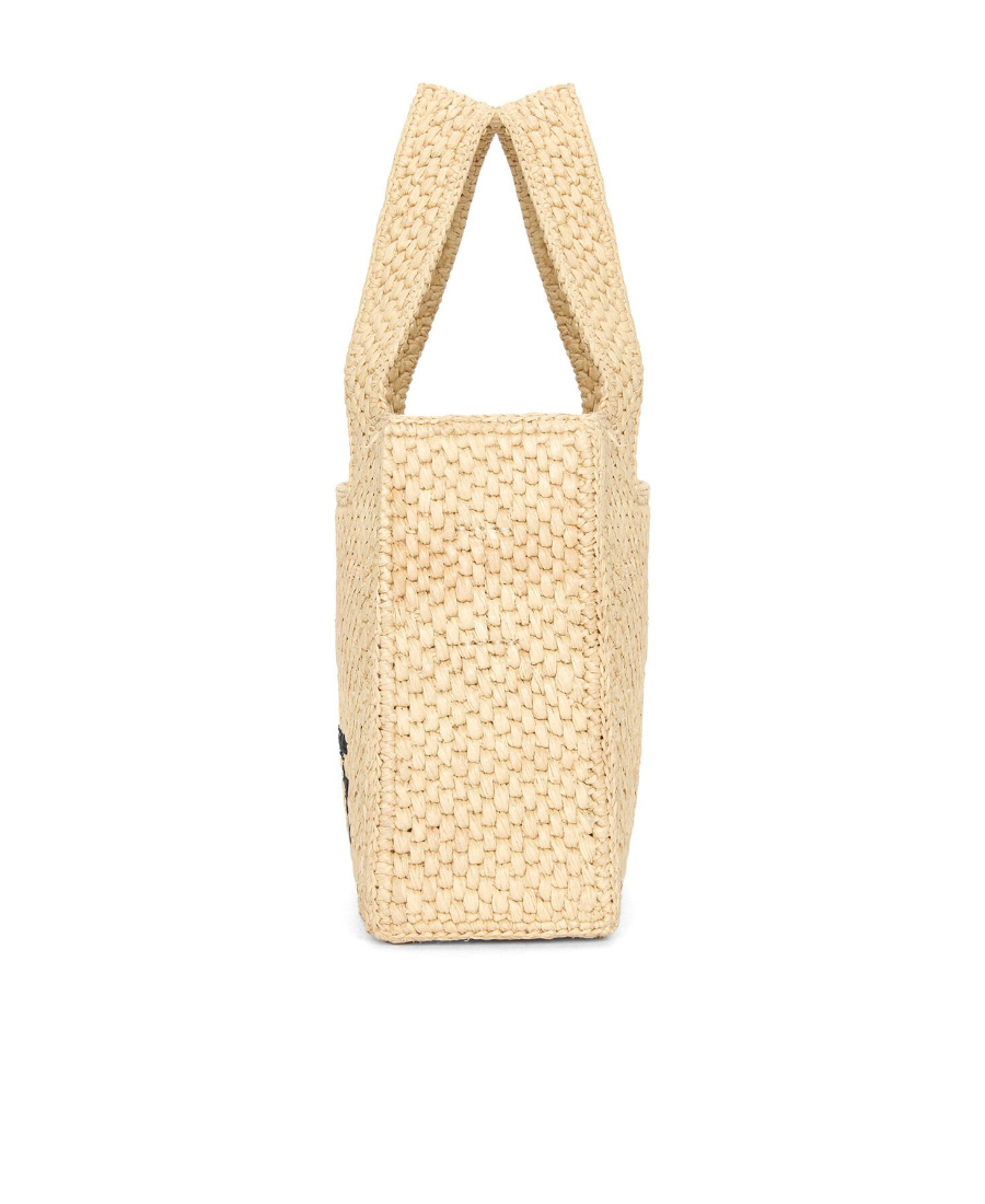 Loewe Logo-embroidered Raffia Tote Bag In Nude