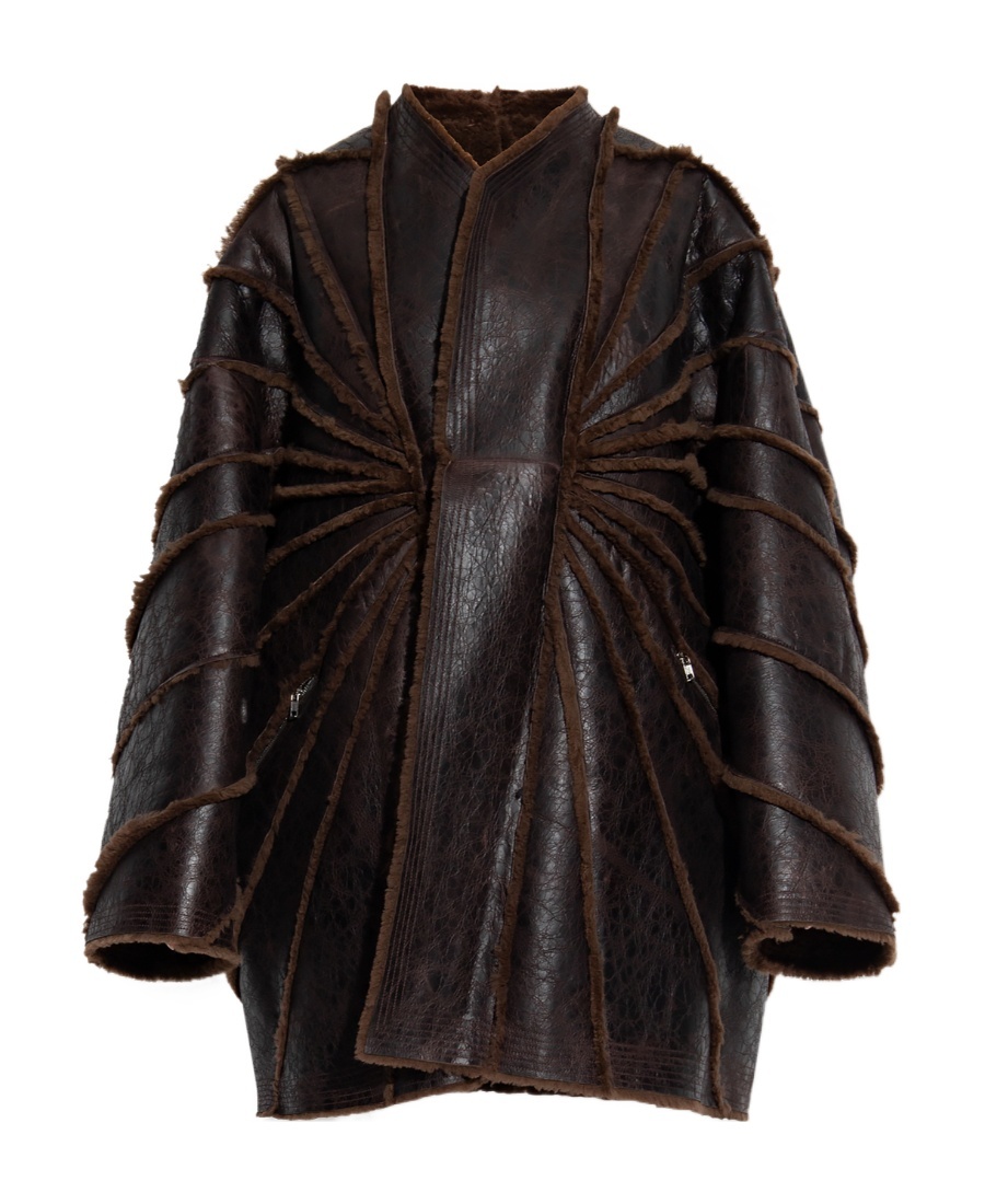 Rick Owens Panelled-design Leather Coat In Black