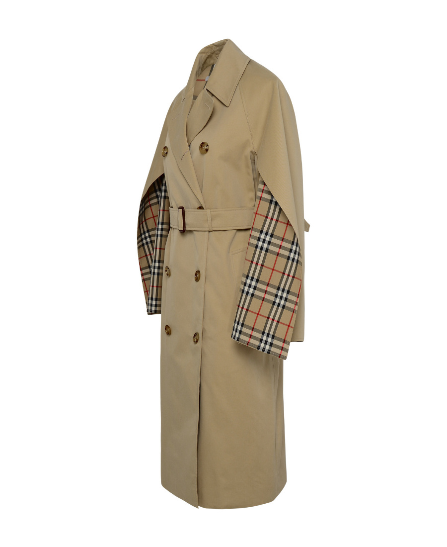 Shop Burberry Check-pattern Cotton Trench Coat In Brown
