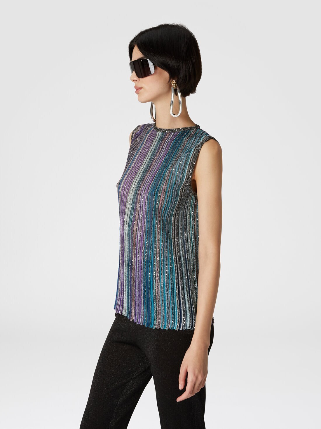 Shop Missoni Sequinned Pleated Top In Gray
