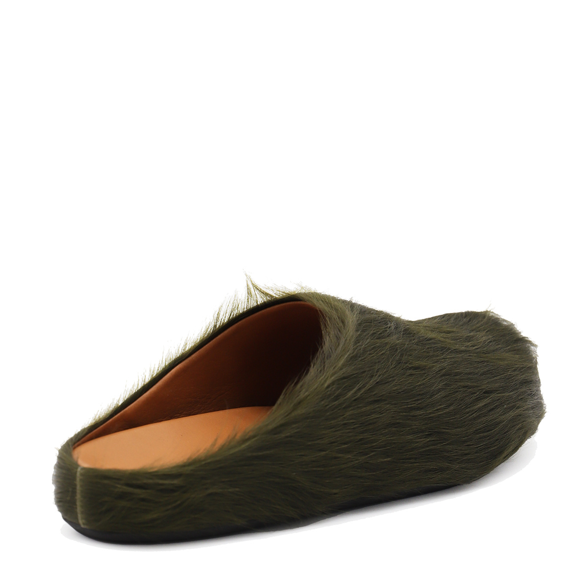 Shop Marni Deep Green Long Hair Calfskin Fussbett Sabot