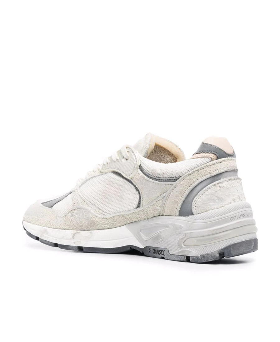 Shop Golden Goose Dad-star Sneakers In White Mesh And Suede With White Leather Star And Beige Leather Heel Tab