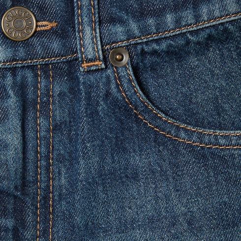 GUCCI GUCCI KIDS LOGO PATCH STRAIGHT LEG JEANS