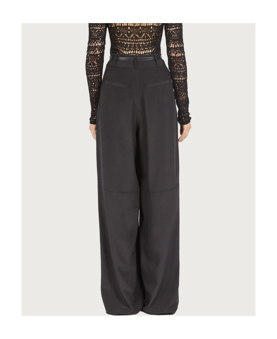 Ferragamo Belted Palazzo Trousers In Black